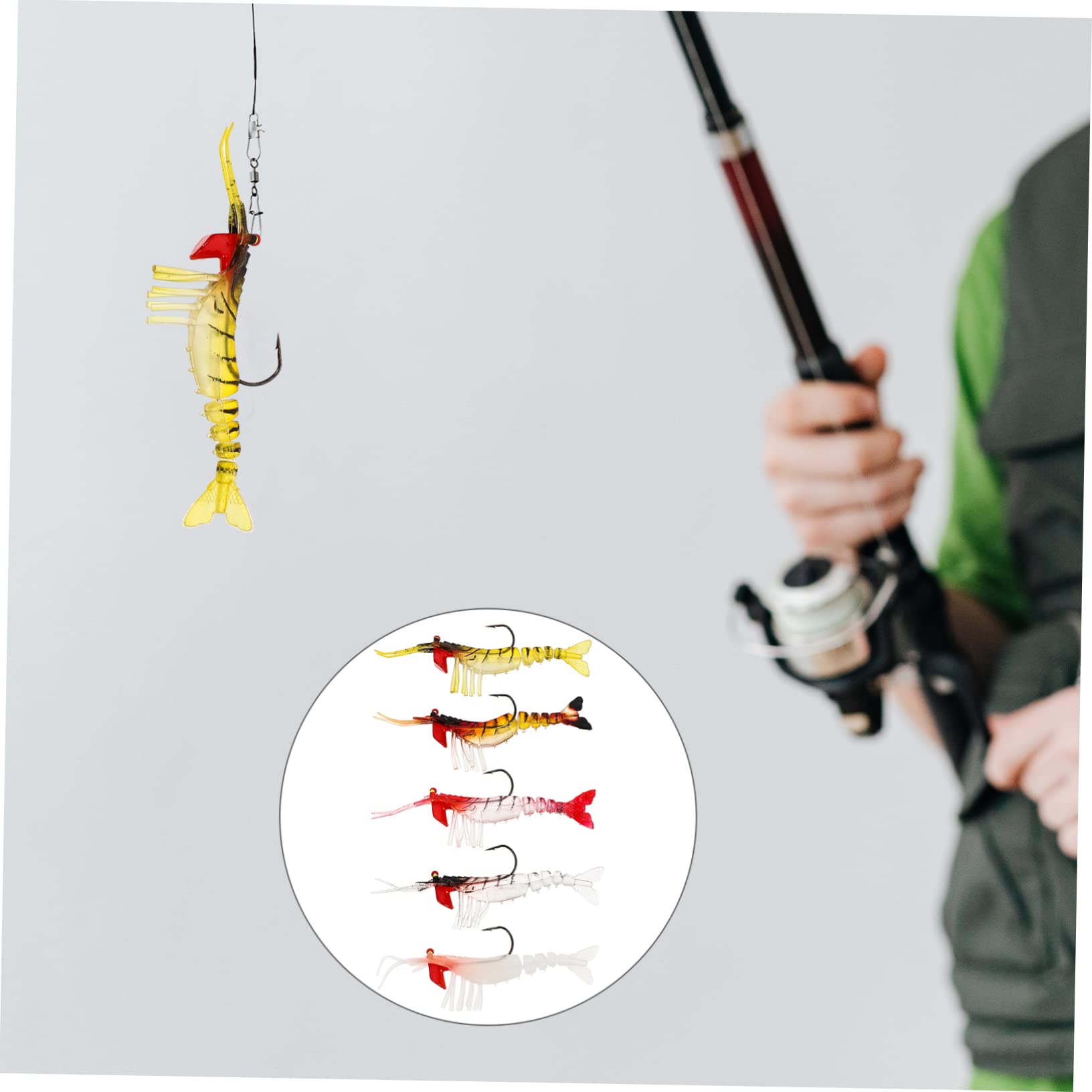 Mipcase 15 Pz Gambero bionico Esche da Pesca d'Acqua Dolce Esche Artificiali Luminose Esca Artificiale per gamberetti Esca da Pesca Testa Rossa Esca di gamberi attrezzo Esca Finta PVC