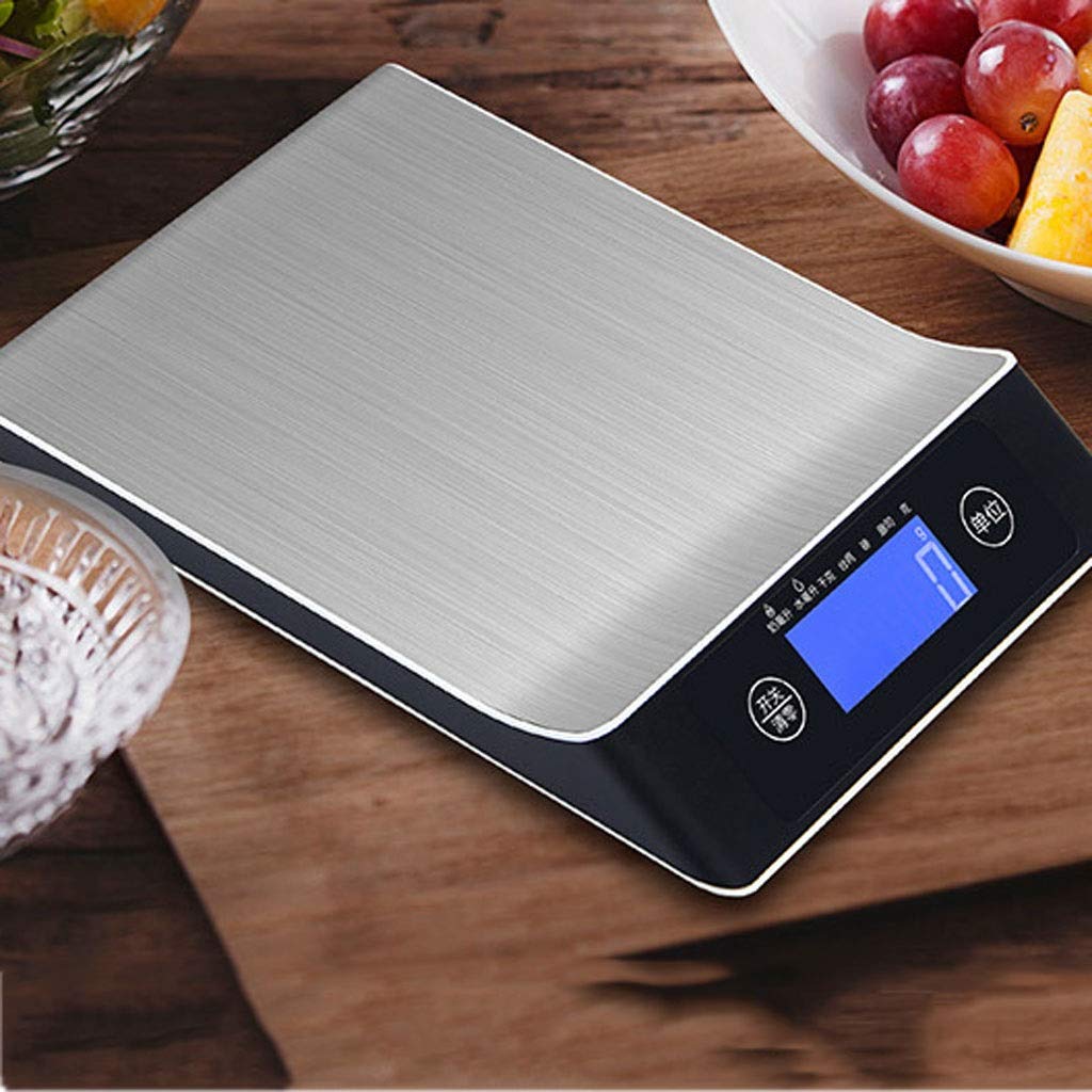 Bilancia da Cucina Digitale 15 kg in Acciaio Inox con Funzione Tara Display LCD per Cucinare in casa, cuocere Frutta e Verdura(Un Colore - 5kg/1g