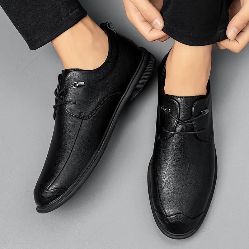 Men Formal Shoes Dress Oxford Lace Up Business Non Slip Low Top Block Heel Anti-Slip Classic Round Toe Patent Leather Wingtip2