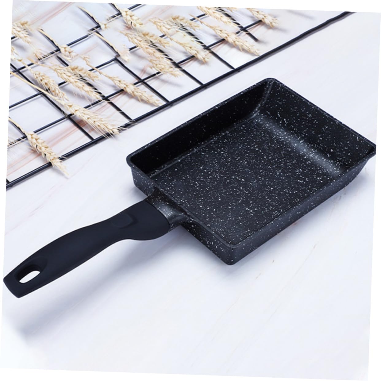 ERINGOGO Padella Antiaderente in Lega di Alluminio Padella Quadrata per Uova Fondo Liscio Manico per Prevenire Scottature Leggera e Portatile per Cucinare Tamagoyaki Uova Fritte e Verdure