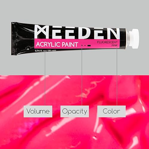 Miniatura 3 de MEEDEN Juego de pintura acrílica fluorescente, tubos de pintura acrílica neón de cuerpo pesado, 6 colores de 0.74 oz0.7 fl oz, pinturas acrílicas