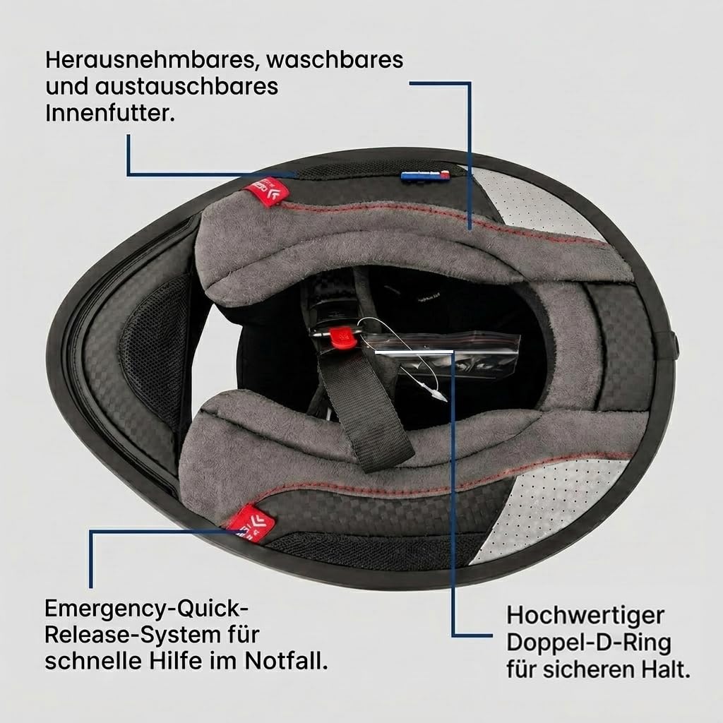 S-GT Motorradhelm Carbon ECE 22.06, Full Face Helm Vollvisierhelm mit Kratzfestem Visier