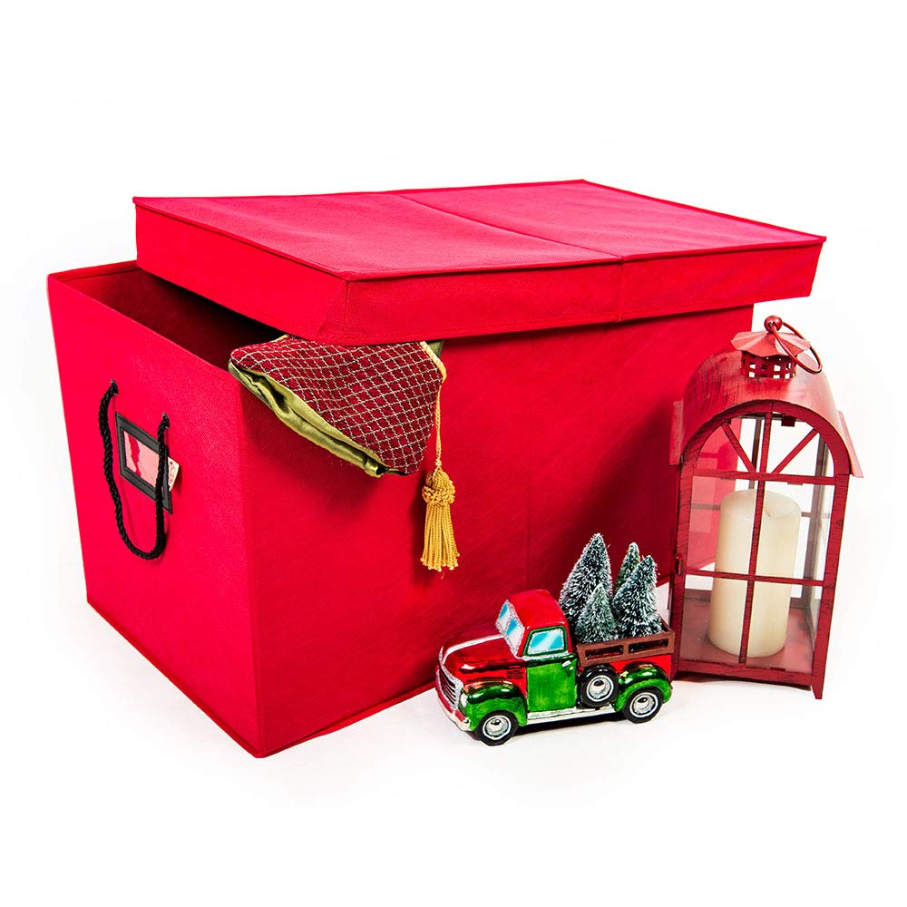 Santa's Bags [Multi Use Christmas Decoration Storage Box] - Self Standing Container with ID Tag Holder for Easy Identification - for Garland Storage