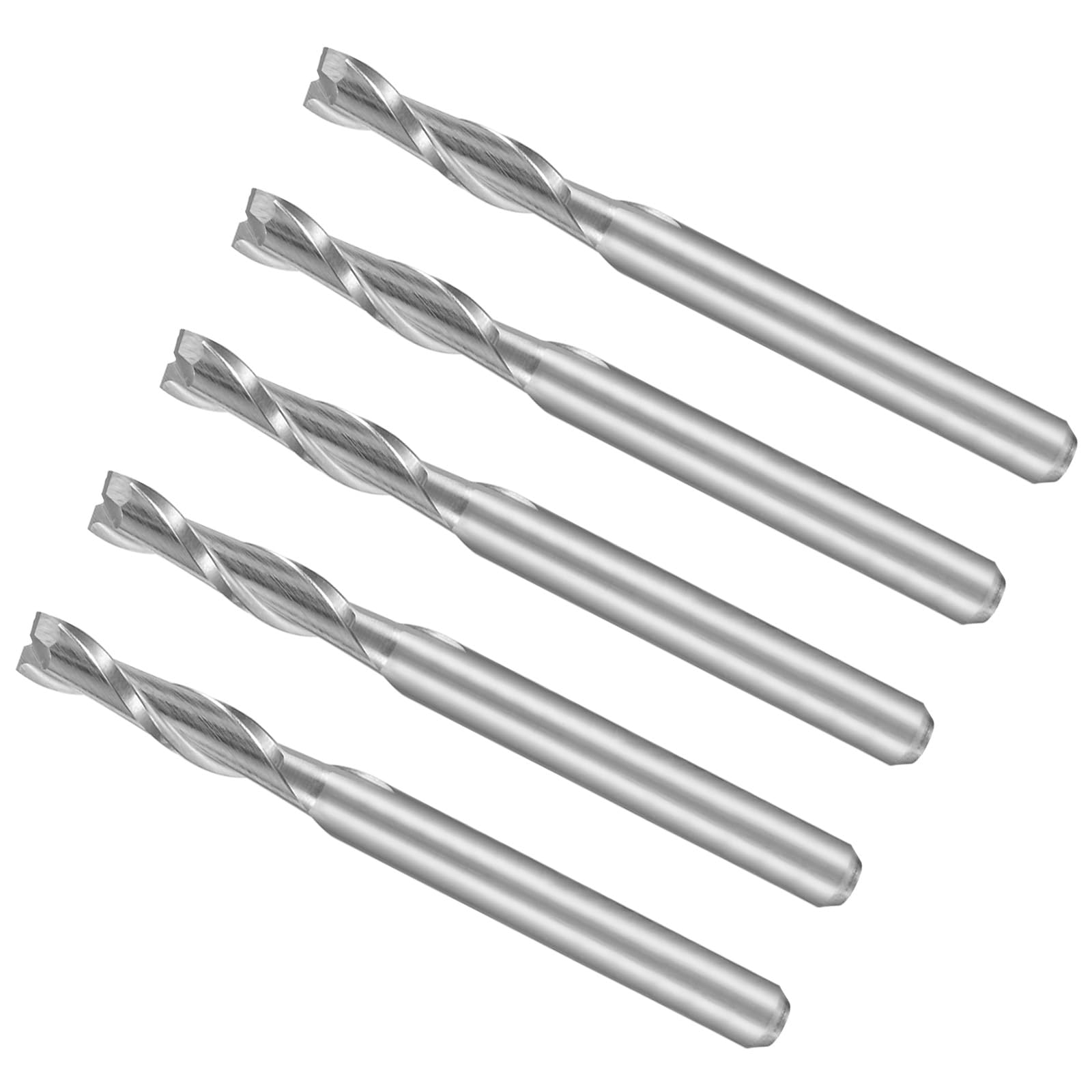 Fraises en Spirale, Tige de 1/8" 3 mm x 12 mm en Carbure Monobloc à 2 Cannelures CNC Fraises – (Applications : pour Contreplaqué, Bois Dur, Plastique), 5 Pièces