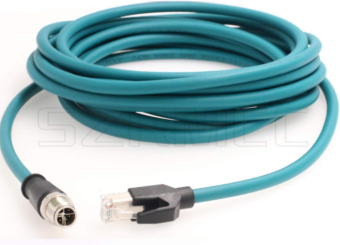 SZRMCCM12 8 Position X-Code Male to RJ45 Ethernet Network Cat-6 Shielded Cable for Industrial Camera (Blue 5m)