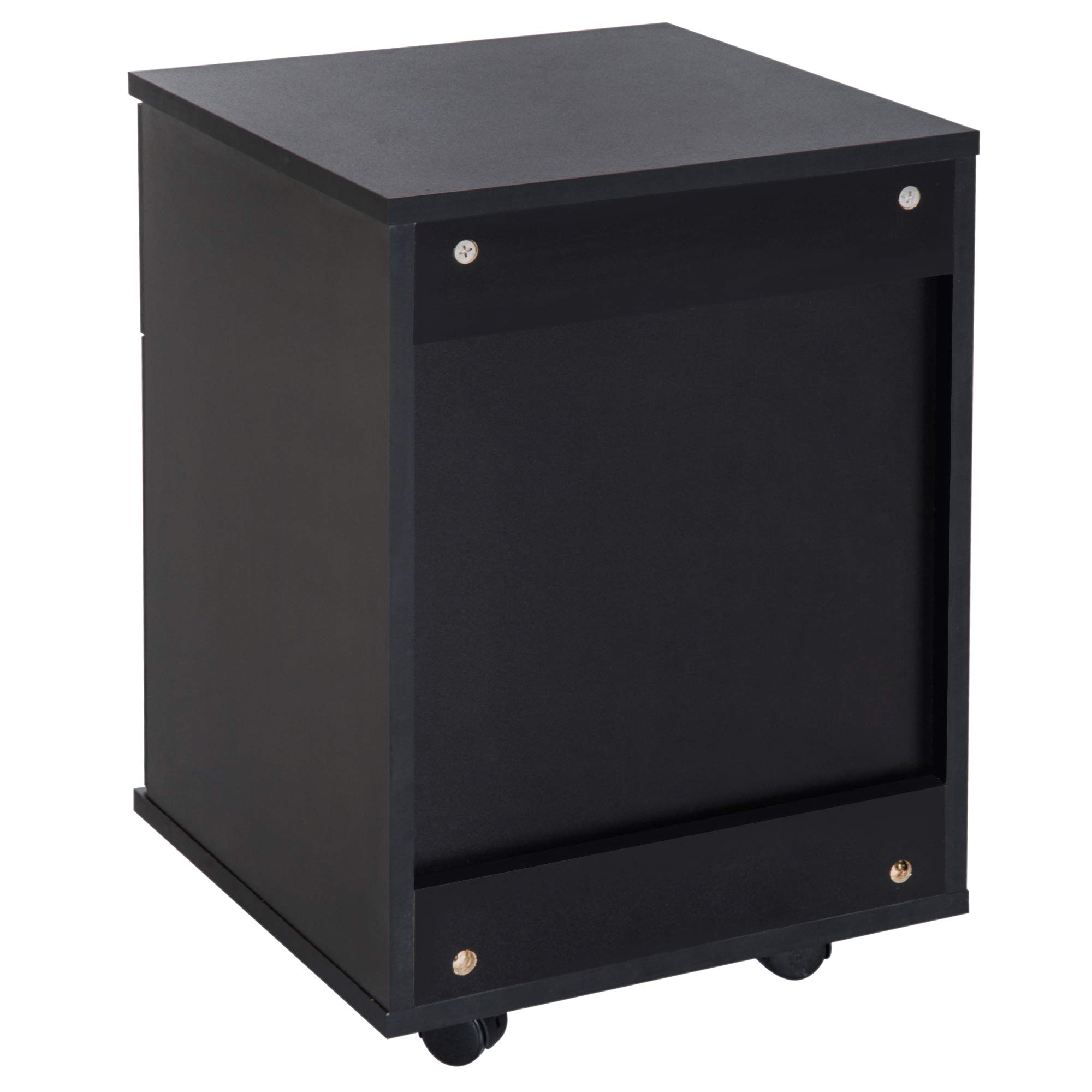 HOMCOM Cajonera de Oficina y Hogar Tipo Archivador de Madera Móvil con Ruedas y 2 Cajones 41x39x58cm Negro