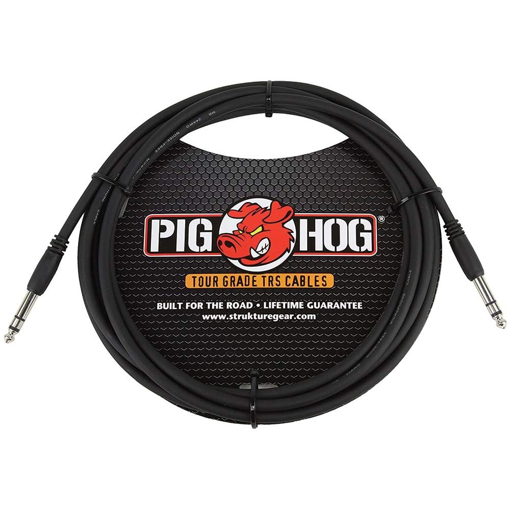 Pig Hog PTRS10 Hochleistungs-TRS-Instrumentenkabel, 6,35 mm (1/4 Zoll), 3 m, 2 Stück