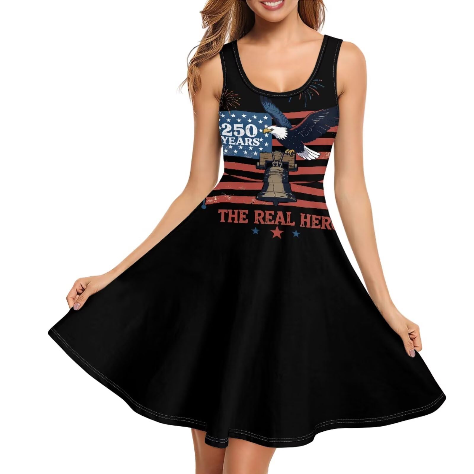 Women Stylish Tank Dresses Sleeveless Round Neck Midi Casual Dress with Pocket for Summer