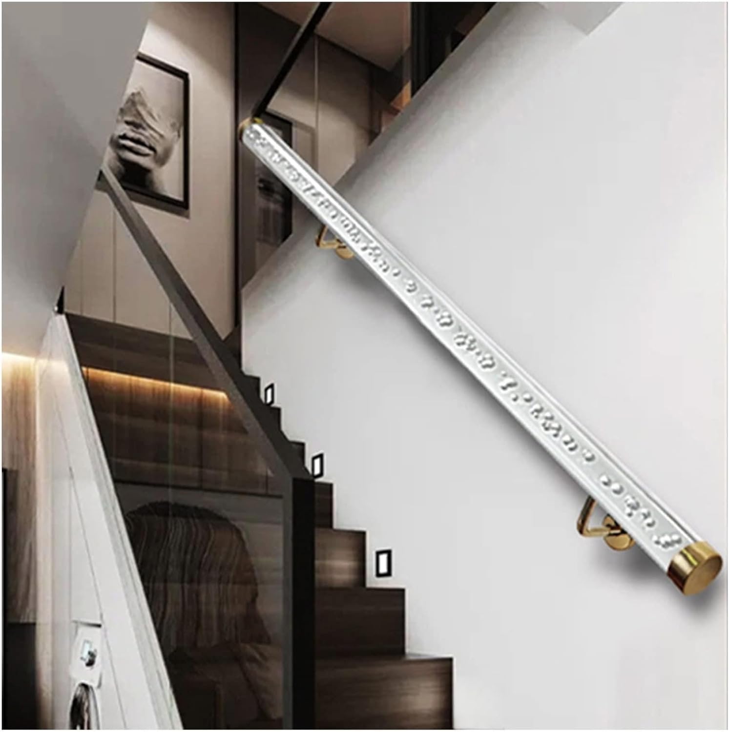 Handrail Stairs for Indoor Outdoor, Transparent Acrylic Corridor Wall Railing, Anti-Slip Hand Grab(Clear,550cm(18ft))