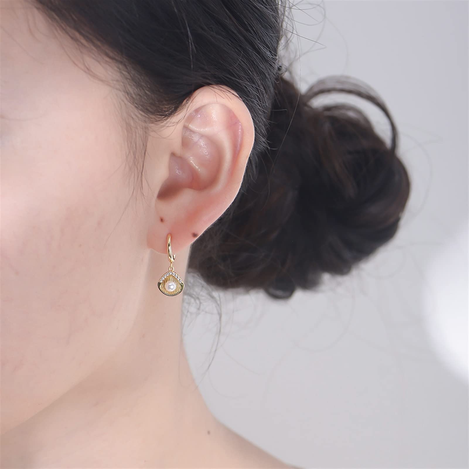 Orecchini da donna S925 Orecchini di perle con guscio d'argento sterling