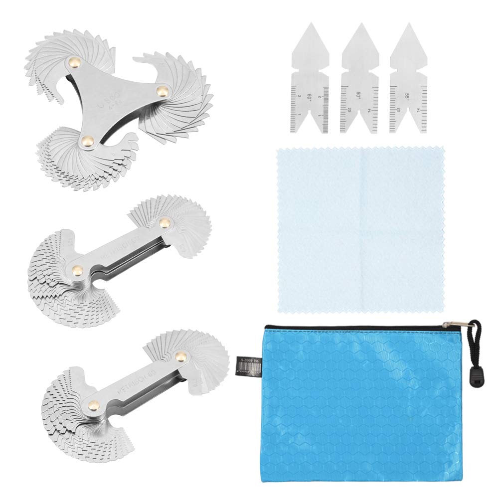 SPEEDWOX Gewindelehre Set Gewindemesslehre Set 58 Stück metrisch & Amerika SAE & Zoll 52 Stück metrisch & Zoll 51 Stück Amerika SAE Schraube Pitch Gauge Center Gauge Edelstahl Pitch Gauge