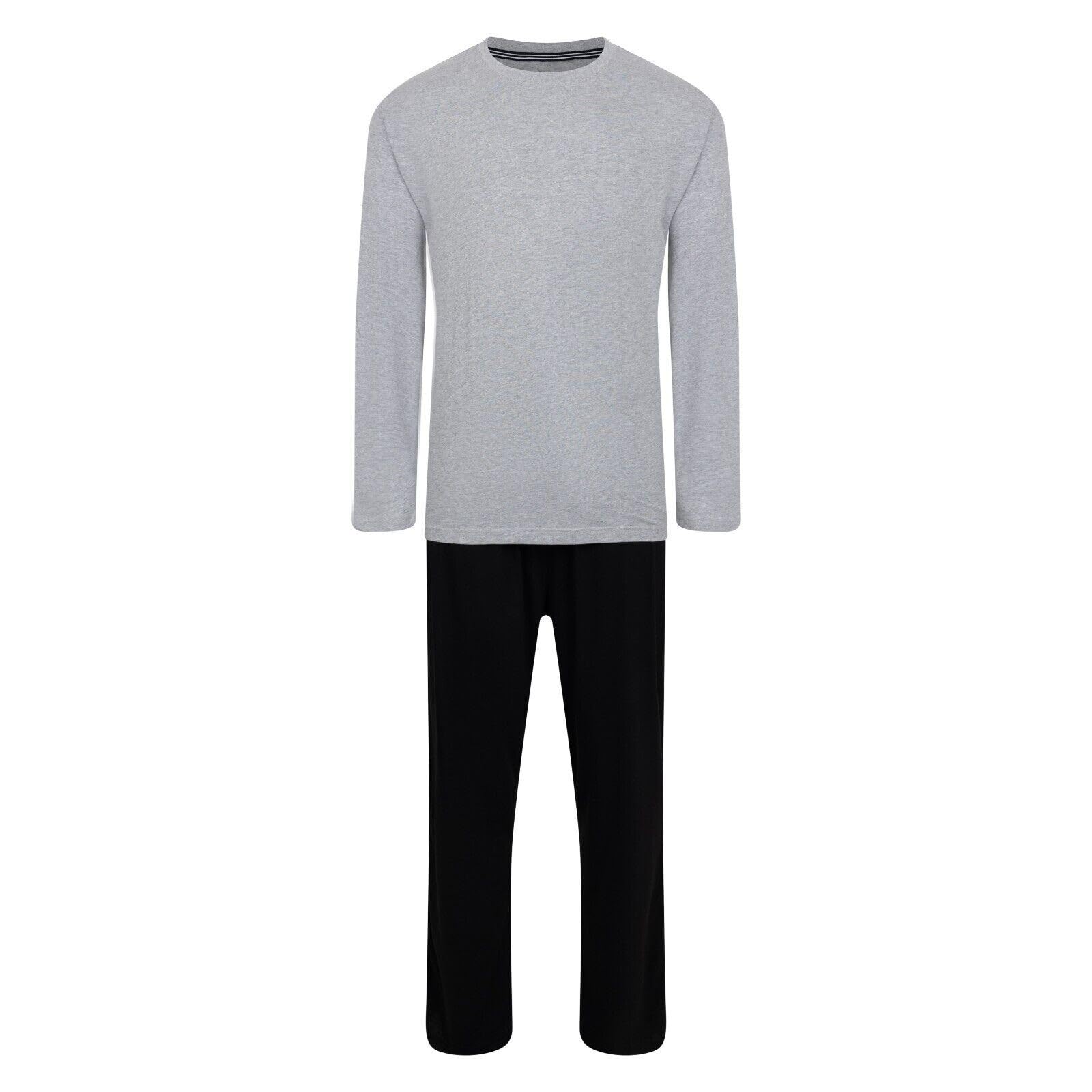 Ex Uk Store Men's Grey & Black (H4n3 Pj) Pyjama Sets Usa Brand Long Sleeve Pyjamas S To 2XL Long Pj Sleep Lounge Sets (Grey/Black - Xxl)