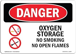 OSHA Danger Sign - Oxygen Storage No Smoking No Open Flames | Plastic Sign | Protect Your Business, Construction Site, Shop Area | Made in The USA