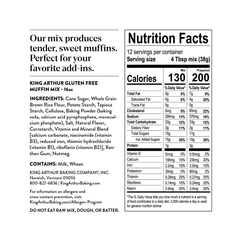 King Arthur, Gluten Free Banana Bread + Muffin Mix, Gluten-Free, Non-GMO Project Verified, Certified Kosher, 16 Ounces (Pack of 3)