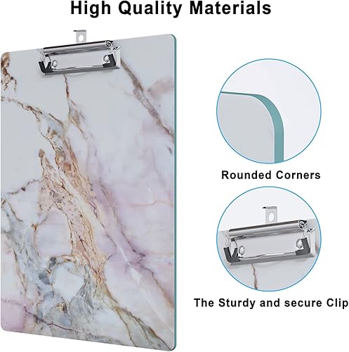 Miniatura 4 de Bonito portapapeles con diseño de madera A4 decorativo tamaño carta para oficina, tamaño estándar 9 x 12.5 pulgadas con clip de metal de perfil