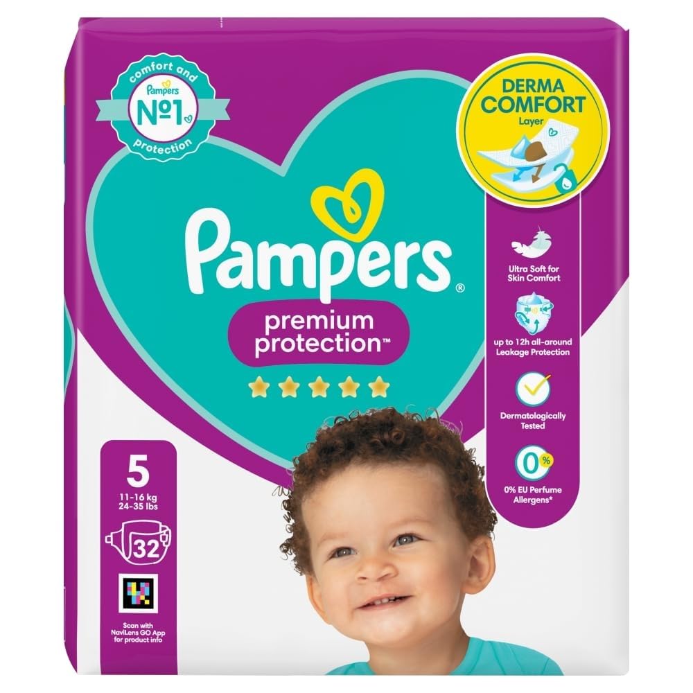 Pampers Premium Protection Essential Pack Size 5, 11 - 16kg, 32 Nappies