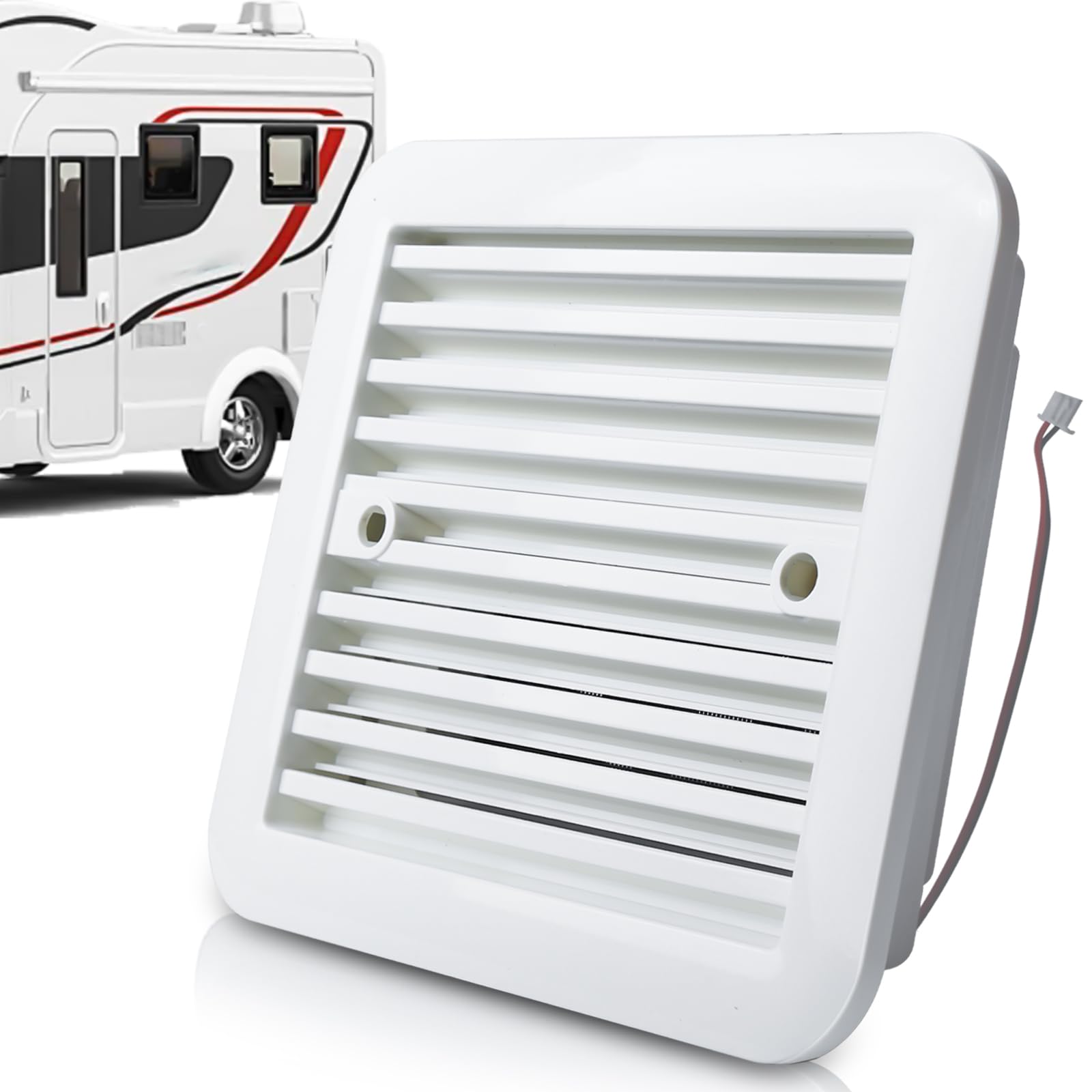 GBKDQQ Ventilateur d'extraction pour caravane, 12 V 2,4 W, ventilateur de toit, ventilateur latéral pour caravane, camping-car, remorque, blanc