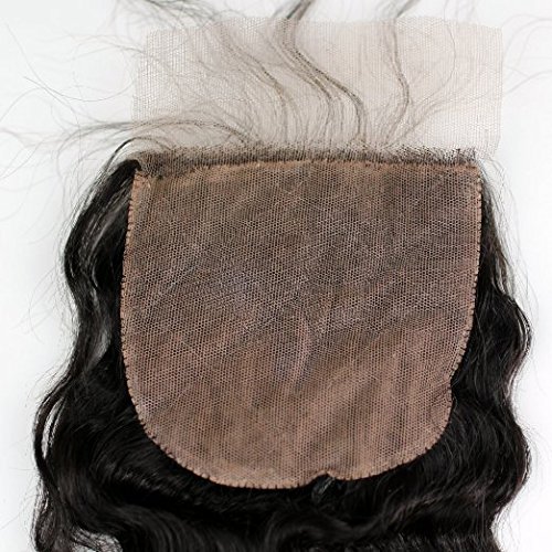 Remeehi Deep Wave Silk Base Top Closure Bleached Knots Free/Middle/3 Part 4"X4" Brazilian Virgin Human Hair Closure Natural Color (Free Part 20 inch)