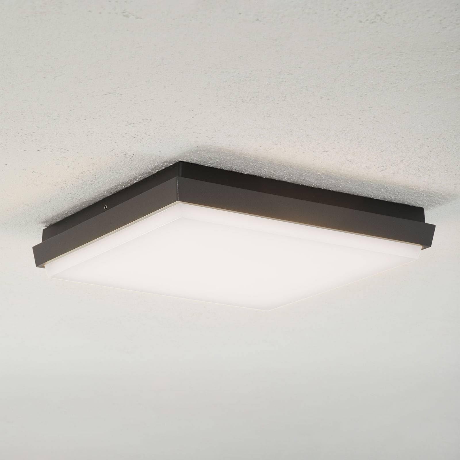 Lucande LED Deckenleuchte Amra spritzwassergeschützt Schwarz Kunststoff Außenleuchte Garten Terrasse Balkon