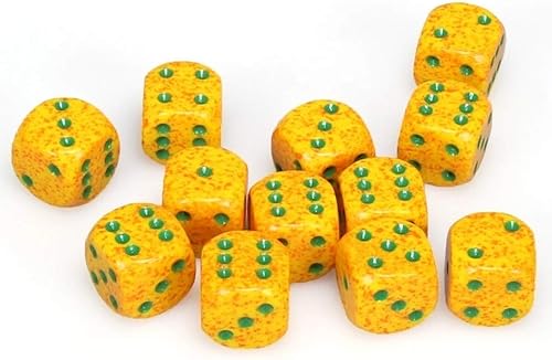 DND - Juego de dados Chessex D&D de 0.630 in, juego de dados poliédricos de plástico de loto moteado, Dungeons and Dragons, incluye 12 dados D6,