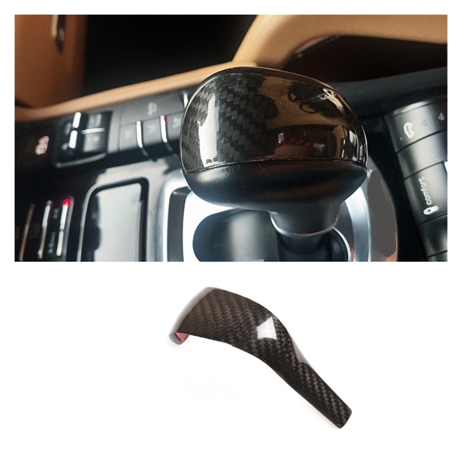 GSGBMD Real Carbon Fiber Interior Styling Car Center Console Gear Shift Knob Cover Trim Compatible for Porsche Cayenne 2011-2017 Car Accessories(Gear Sequins)