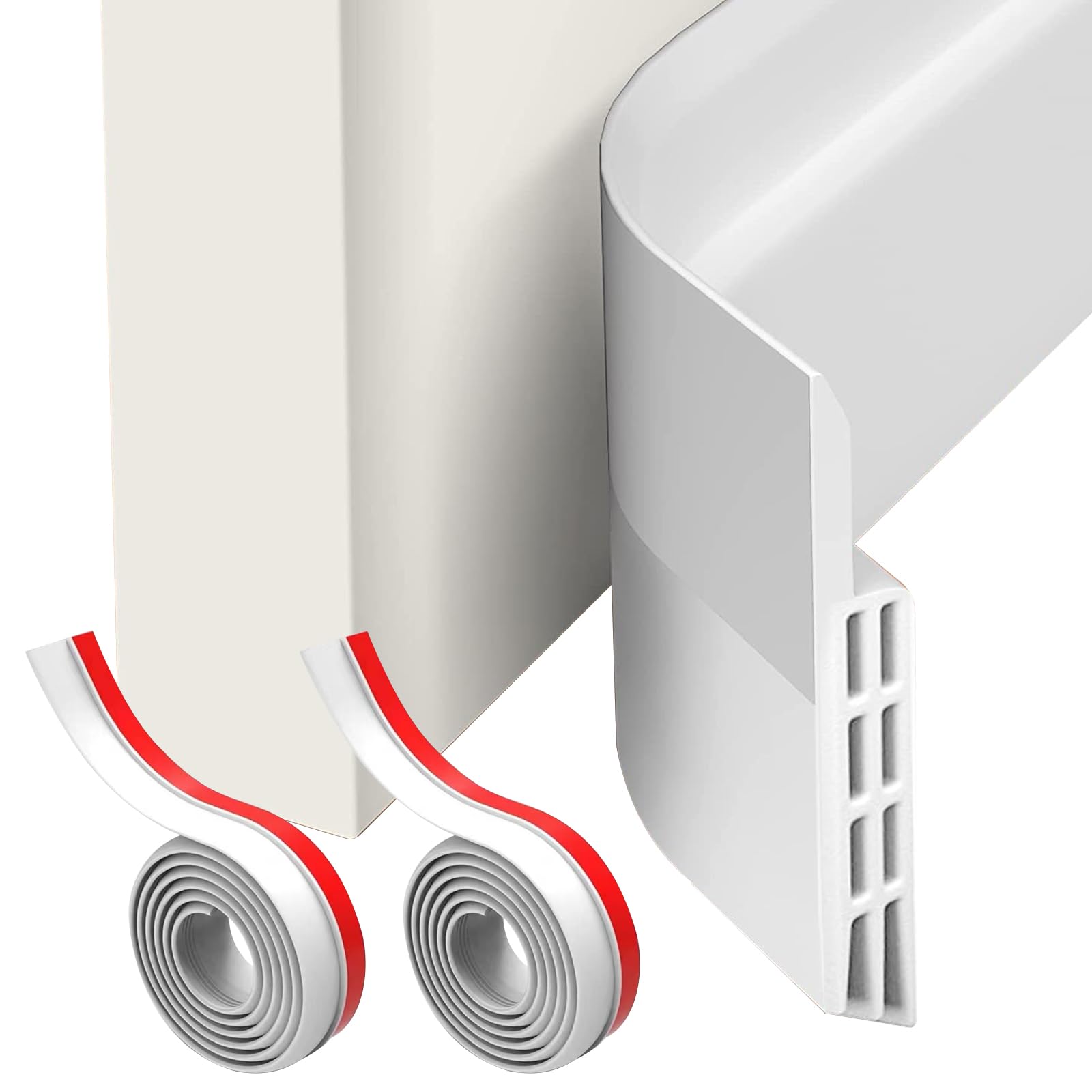 Burlete Puerta Entrada - Burletes Para Puertas 2 Rollos - Protector Puerta Casa - Cepillo Puerta Entrada - Burlete Puerta Exterior - Burlete Bajo Puerta - Rodapiés Autoadhesivo (Blanco)