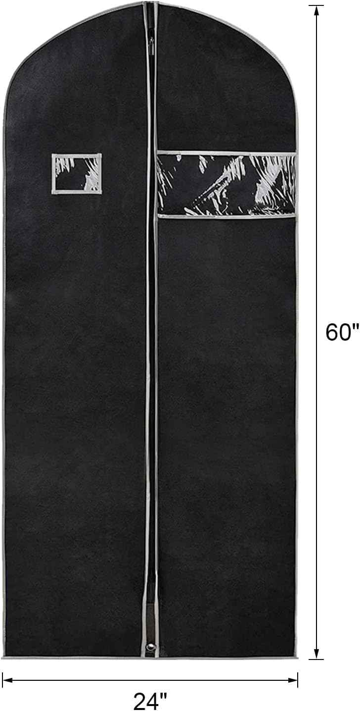 Syeeiex Juego de 4 fundas para ropa de 152,4 cm para colgar ropa, a prueba de polvo y ordenadas, perfectas para trajes, vestidos de noche, abrigos de piel, vestidos largos (negro y gris)