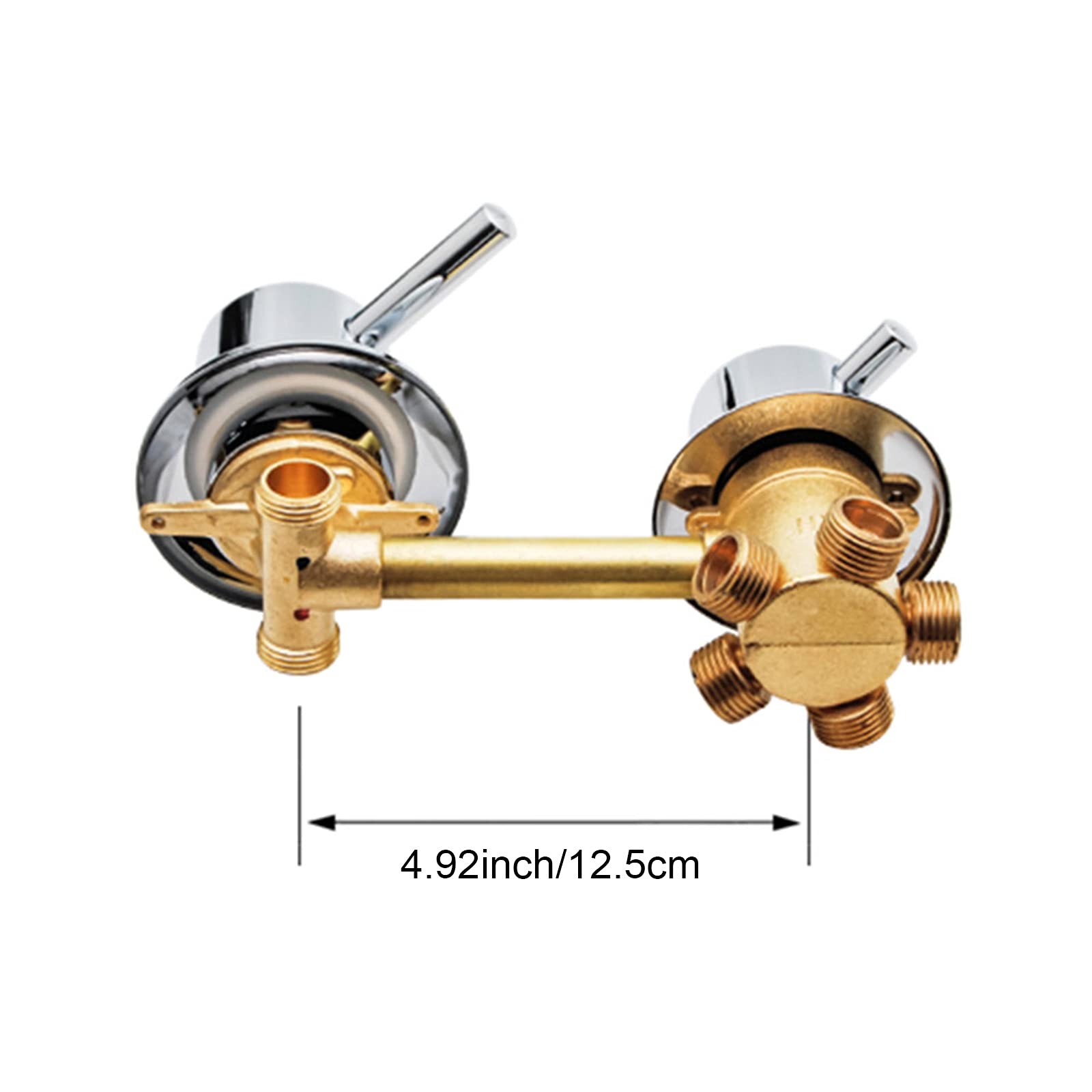 Miscelatore Doccia, Valvola deviatrice Bagno 2/3/4/5 Vie, Miscelatore Doccia Doppio Comando in Ottone, Rubinetto Caldo e Freddo (12.5CM, Spirale5)