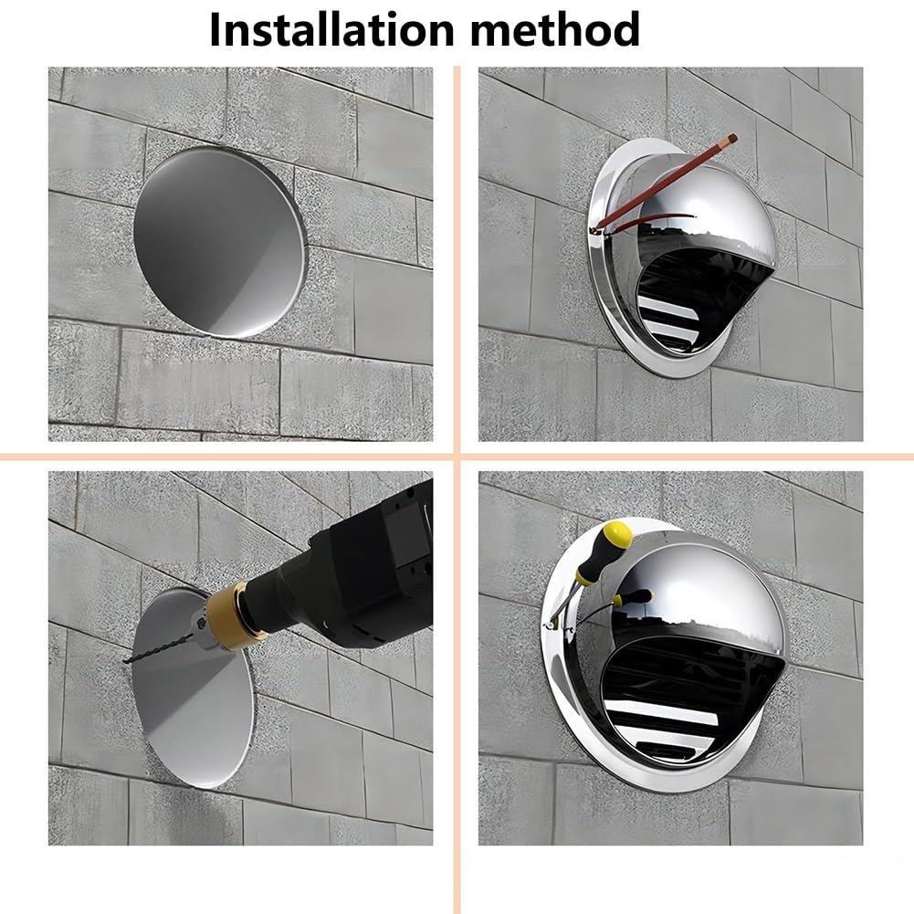 Rejilla Ventilacion de Pared de Acero Inoxidable de 100-200 mm, Cubierta de Salida de Aire Exterior con Rejilla Metálica, para Cocina, Campanas Extractoras, Secadoras，cuarto de Baño