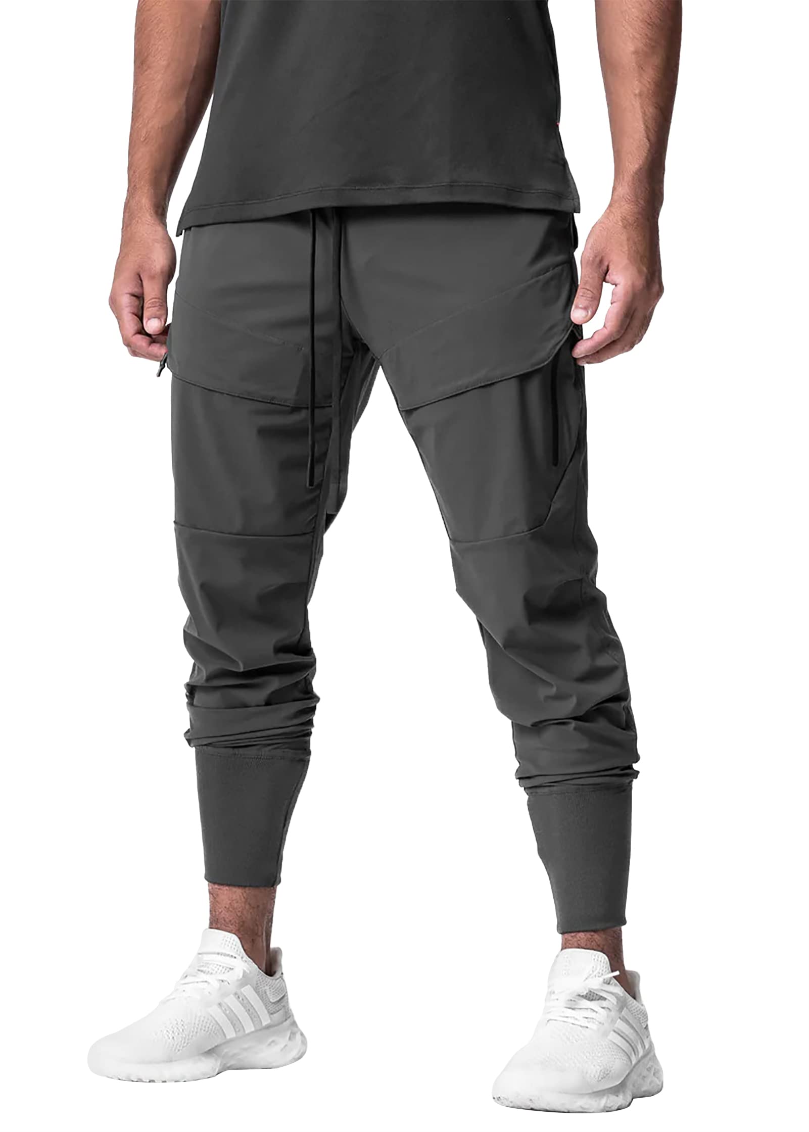 MECH-ENGMen's Athletic Cargo Joggers, Fitness Tapered Pants,Slim Fit Track Pants,Quick-Dry Workout Sweatpants