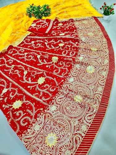 Image of Heavy Embroidery Work Semi Stitched Shimmer Silk Designer Rajputi Poshak For Women Rajasthani Lehenga Choli