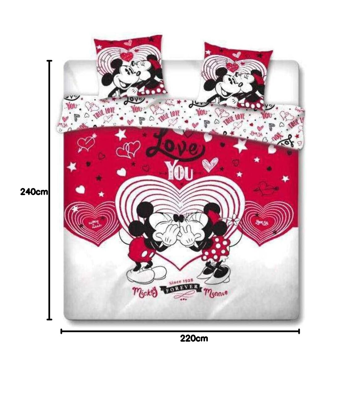 Disney - Dekbed overtrek 240X220 - Mickey Minnie Love You '100% Poly'