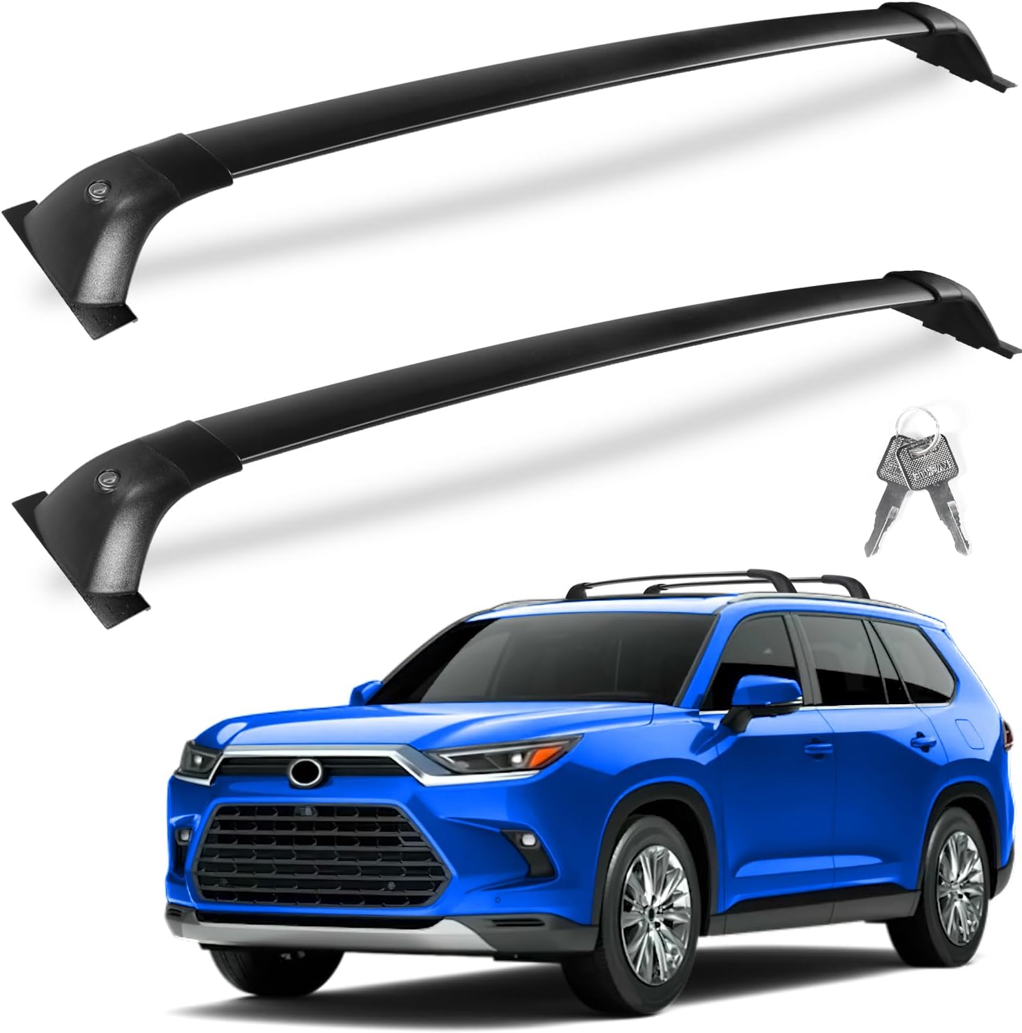 260LBS Roof Rack Cross Bars Compatible with Toyota Grand Highlander 2024 (with Flush Side Rails), Heavy Duty Anti-theft Aluminum Lockable Roof Rails Crossbars Rooftop Luggage Racks Carrier
