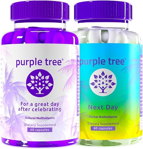 purple tree Paquete de 120 pastillas para celebrar + día siguiente Combo de vitaminas para el bienestar posterior a la celebración