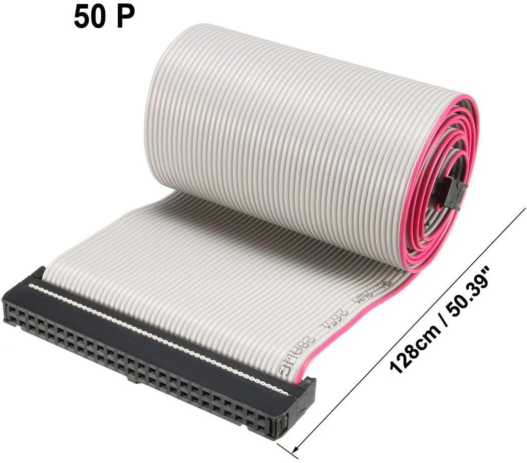 sourcing map IDC Gray Wire Flat Ribbon Cable 50 Pins 128cm Length 2.54mm Pitch Type-C, 50P-128cm - Image 3