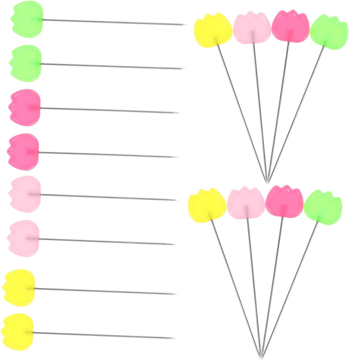 Tofficu 2sets Quilting Straight Pins Flat Pins Tulip Head Perfect for Craft 50pcs*2