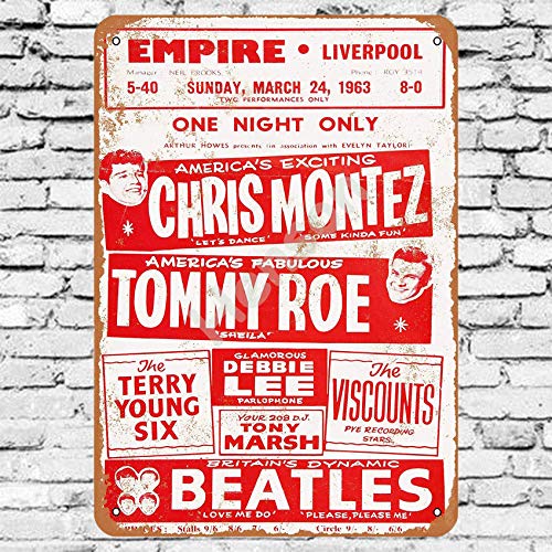 Inconnu Beatles 1963 Liverpool Concert Signe d’étain Wall décor Rétro en Métal Affiche Peint Art Affiche Décoration… - Les Beatles, Paul McCartney, John Lennon, RIngo Starr, George Harrison Inconnu Beatles 1963 Liverpool Concert Signe d'étain Wall décor Rétro en Métal Affiche Peint Art Affiche Décoration…
