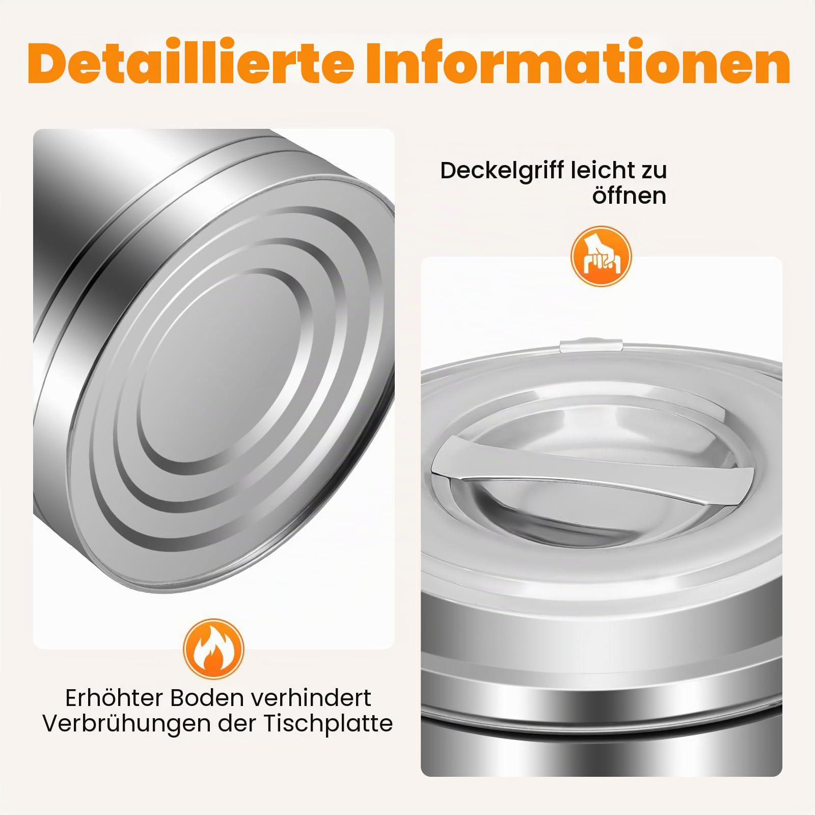Große Isolierter Warmer Suppentopf, 201 Edelstahl 40L Frühstücks Suppentopf für Transport Thermobehälter mit Gummiring und Spannverschluss (40L/10.6gal)