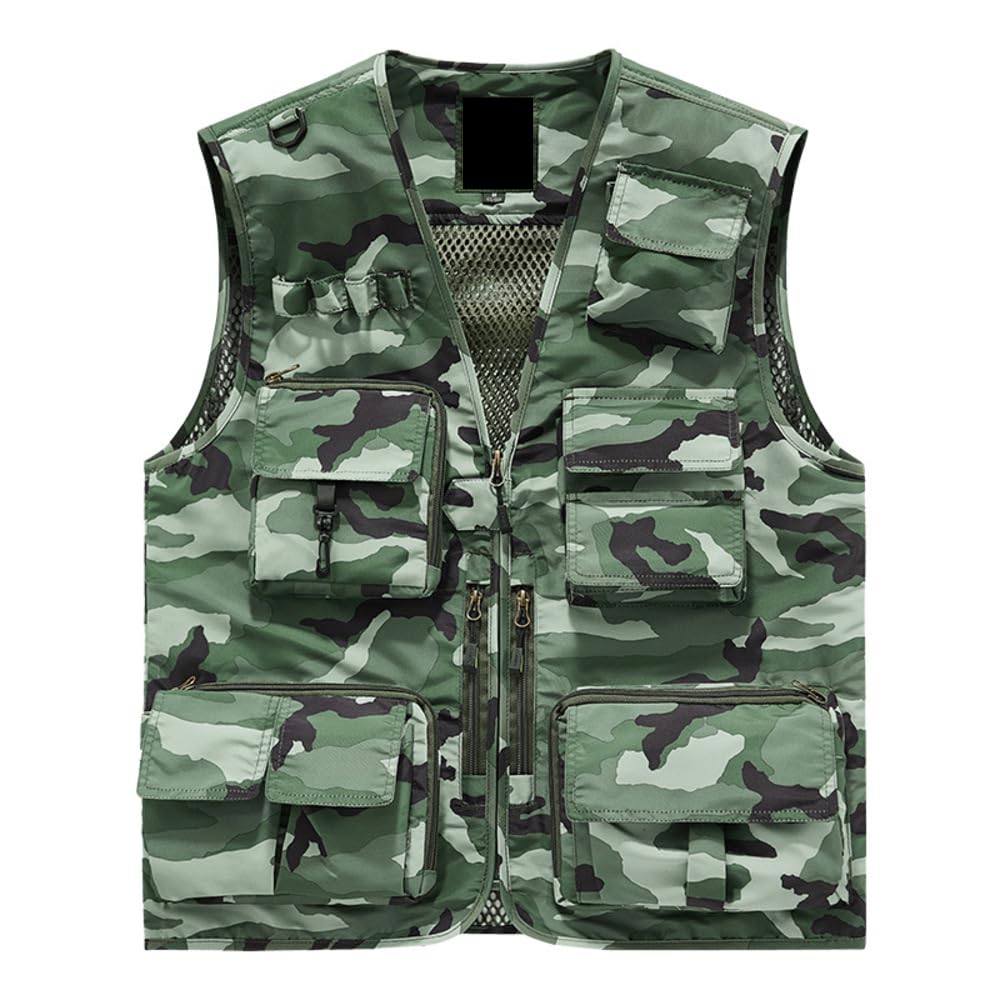Lilychan Mens Utility Casual Fishing Vests Outdoor Vest Multi Pockets Cargo Vest Travel Hunting Camping Tactical Outerwear