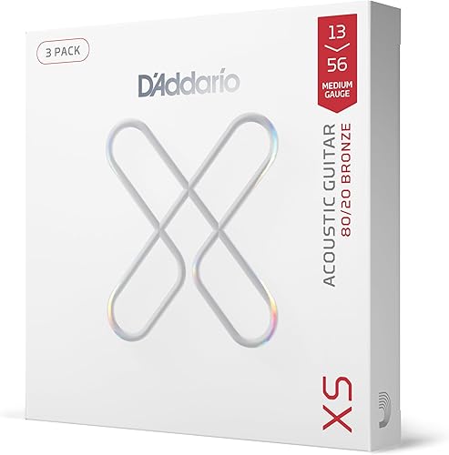 Miniatura 12 de D'Addario Cuerdas para guitarra acústica, XS 80/20 bronce recubierto, XSABR1047, calibre extra ligero 10-47, juego de 6 cuerdas, paquete de 1