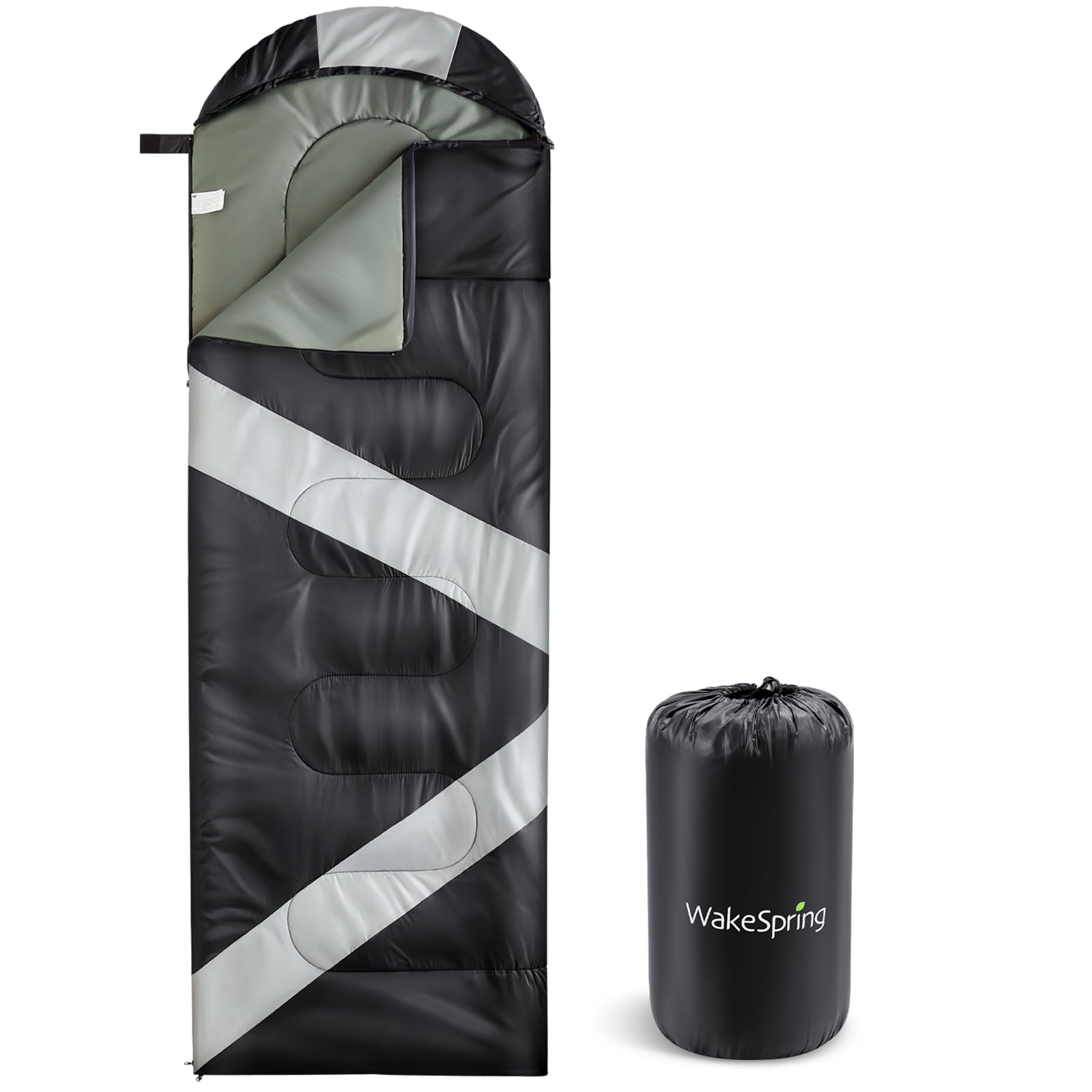 WakeSpring Schlafsack Sommer Erwachsene, 2-in-1 Leichter Deckenschlafsack Camping koppelbar, mit Fußreißverschluss, für Festival, Wohnmobil, Reisen