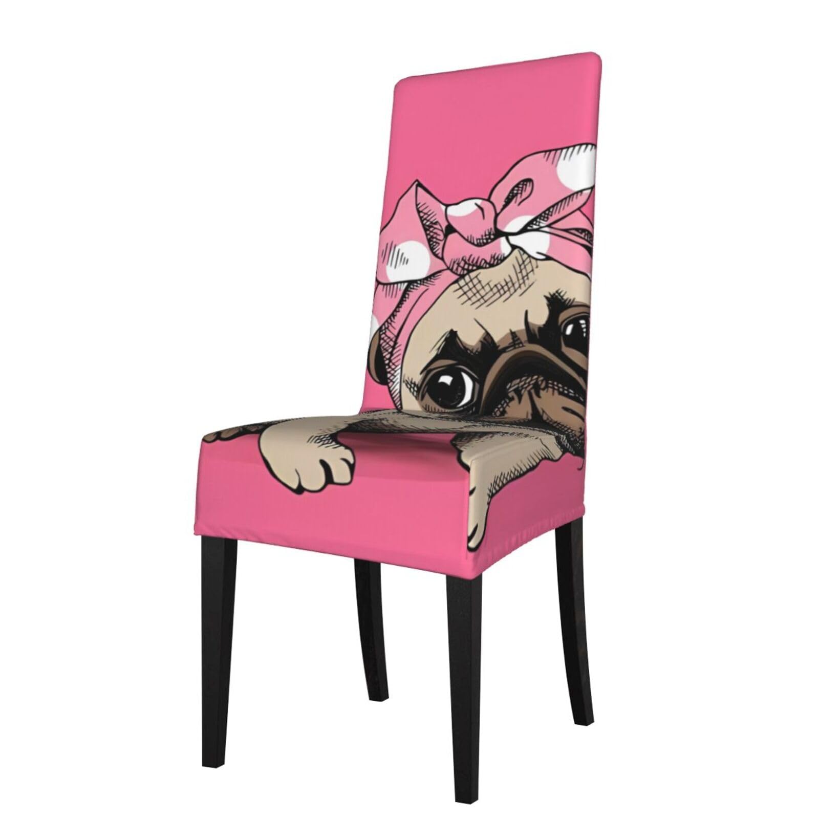 YYHHAOFA Dog Prints Dining Chair Throws - Stretchable Polyester-Spandex Slipcovers for Refreshing Your Dining Room Decor