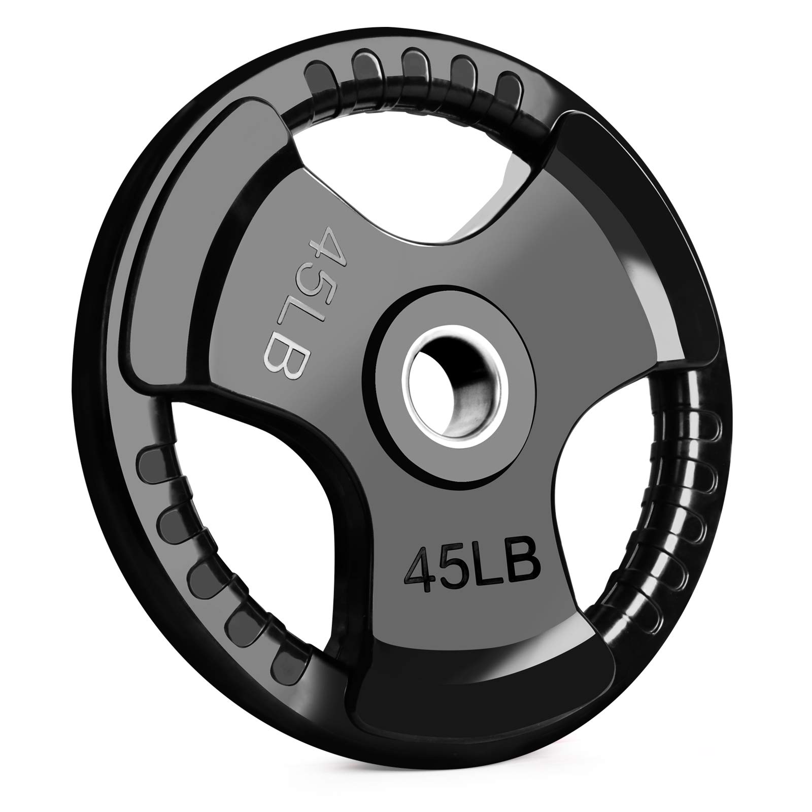 LIONSCOOL 2-Inch Rubber Olympic Grip Weight Plates for Strength Training, Weightlifting, Solid Cast Iron Plate for Barbell in Single/Pair/Set for Home & Gym (2.5-45LB), One Year Warranty