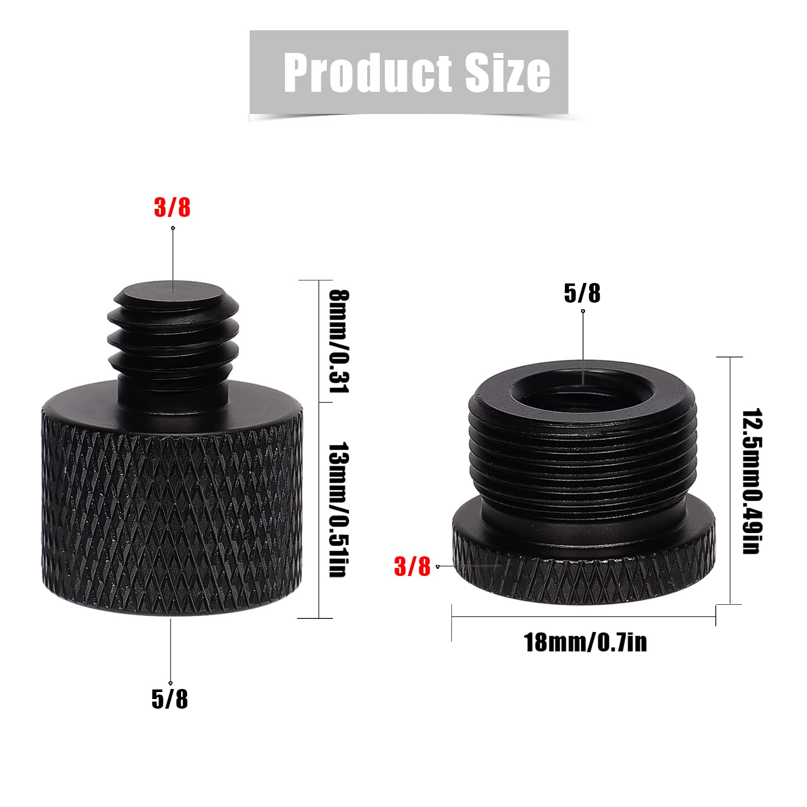 Set Di 4 Adattatori Per Microfono – Filettature 5/8, 3/8, 1/4 In Alluminio - 2