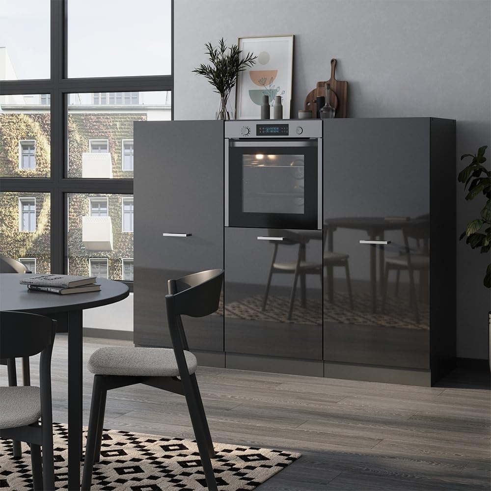 Vicco Cucine componibili piccole R-Line Antracite lucido/antracite 180 cm