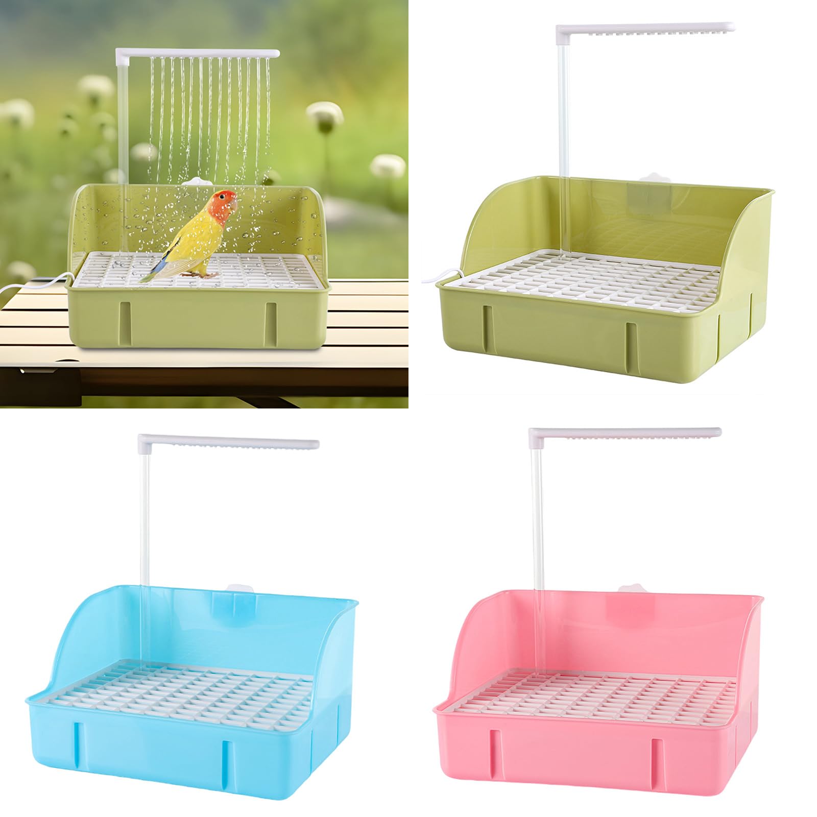 Vasca da bagno automatica per pappagalli e uccelli, box doccia per pappagalli, accessori per pappagalli e uccelli domestici