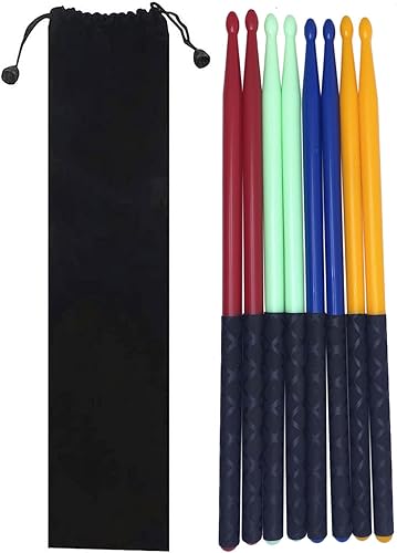 Bolsa de baquetas con 4 pares de baquetas de nailon con punta en forma de lágrima para batería para niños y adultos, accesorios de instrumentos de