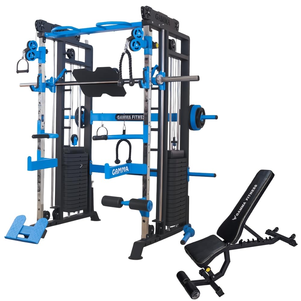 GAMMA FITNESS Home Gym Setup FTS- 101 Blue Multi Gym Fuctional Trainer with Adjutable Exercise Gym Bench Ab-201-image-26