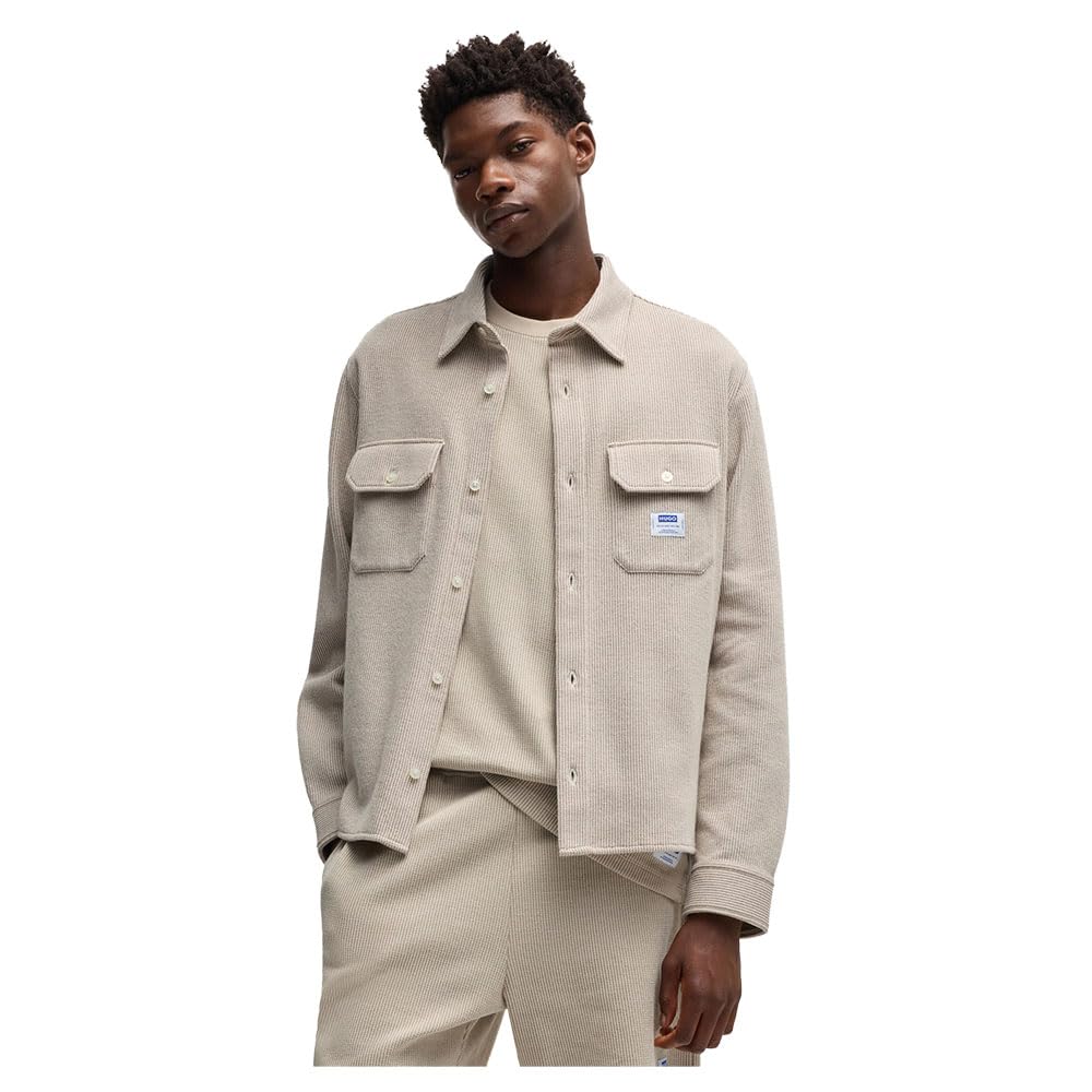 HUGO Mens Ekynone Oversized-fit jacket in a structured cotton blend