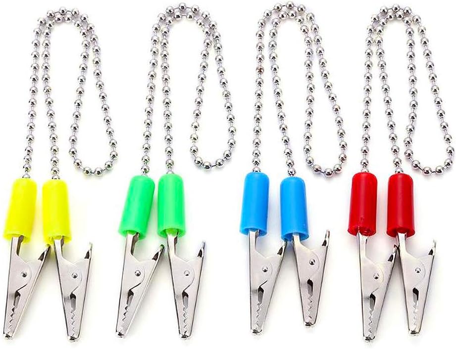 Dental Napkin Clip Bibs Holder Clips, Flexible Metal Ball Dental Bib Chain for Bibs/Face Cover/Kids Adult and Elderly, Mask Lanyard, Neck Strap, 4 Color Dental Bib Holder Clips